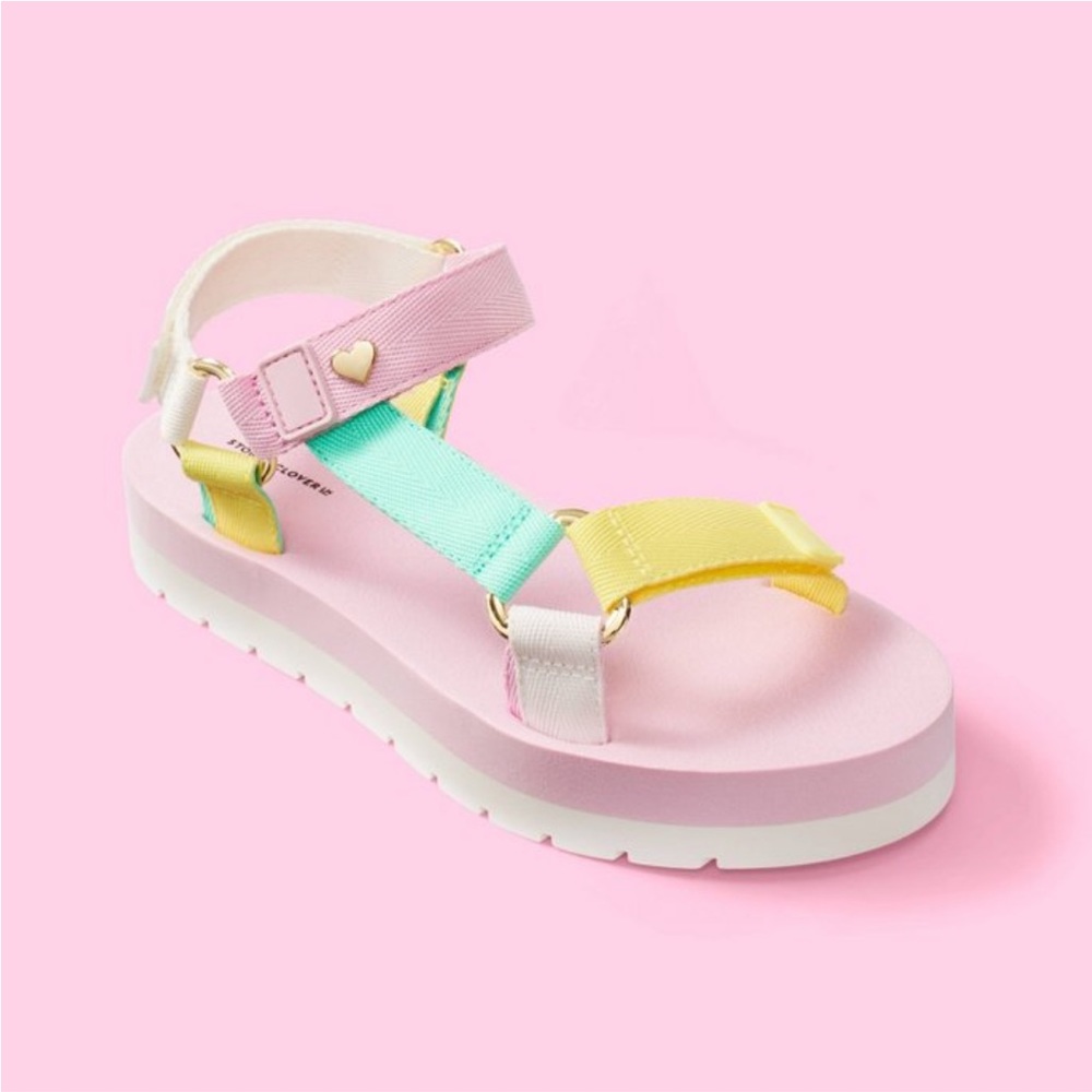Stoney Clover Lane Size 6 women’s sport sandals - light pink/green/yellow